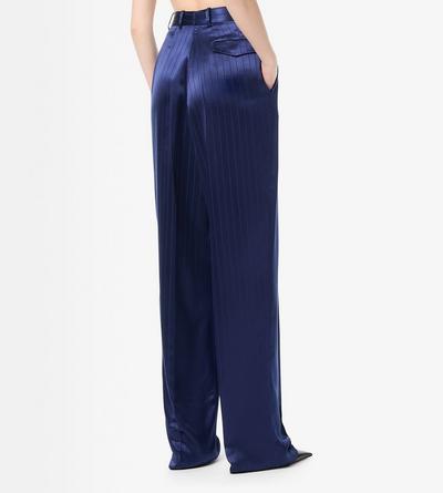 STRIPED HIGH-WAIST TAILORED WIDE LEG PLEATED STRAIGHT PANTS image number 3
