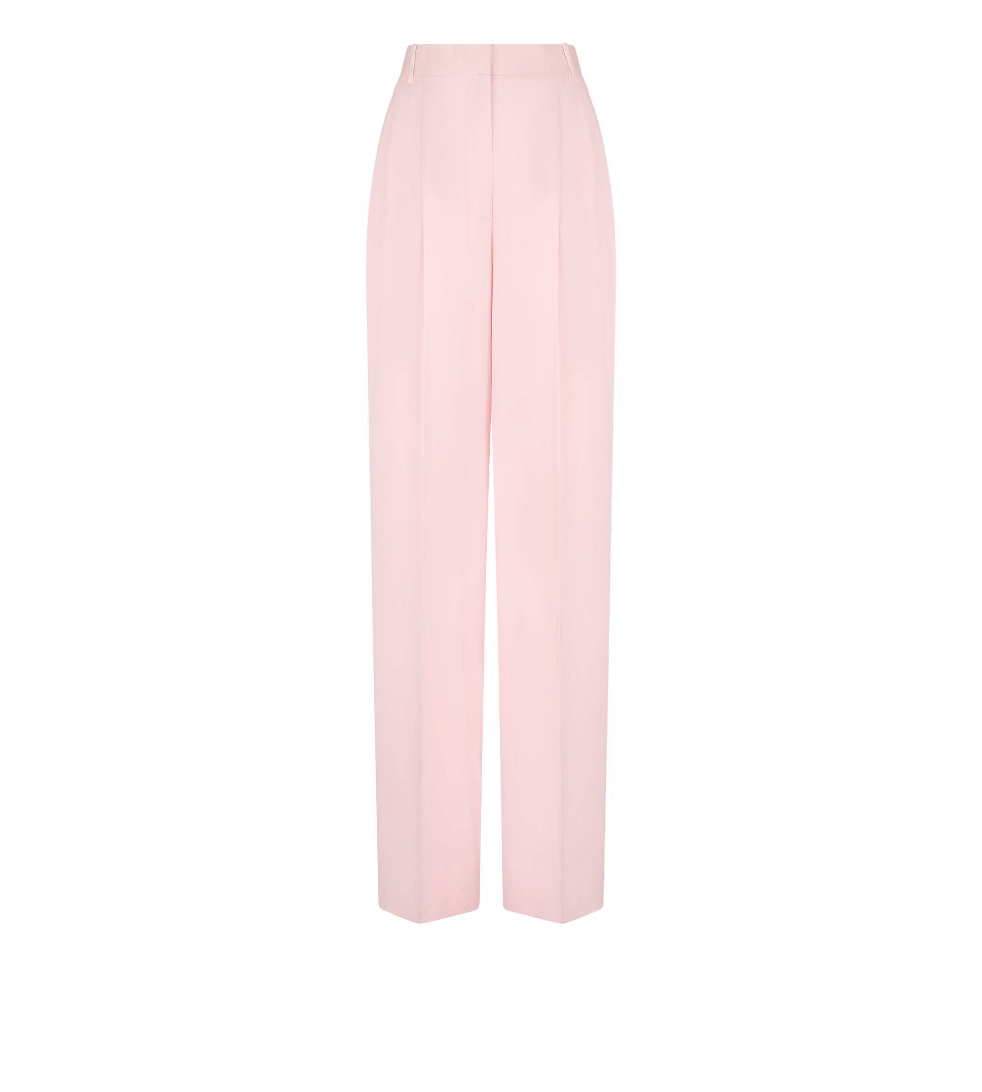 DOUBLE SILK SATIN HIGH-WAIST TAILORED WIDE LEG PLEATED STRAIGHT PANTS