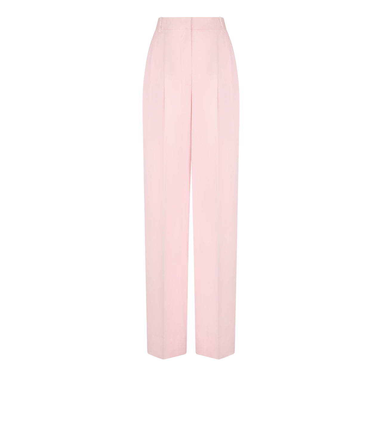 TOM FORD SILK CANDY PINK DOUBLE SILK SATIN HIGH-WAIST TAILORED WIDE LEG PLEATED STRAIGHT PANTS