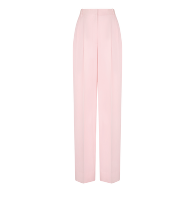 TOM FORD SILK CANDY PINK DOUBLE SILK SATIN HIGH-WAIST TAILORED WIDE LEG PLEATED STRAIGHT PANTS
