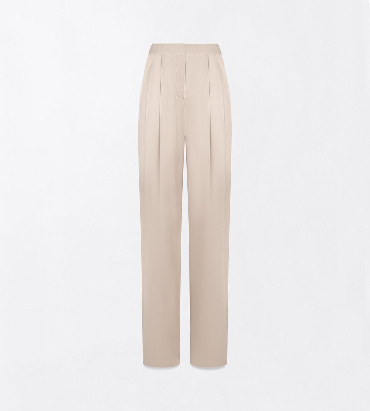TOM FORD SILK DESERT TAUPE PEACH-FEEL SILK SATIN DOUBLE PLEAT PANTS
