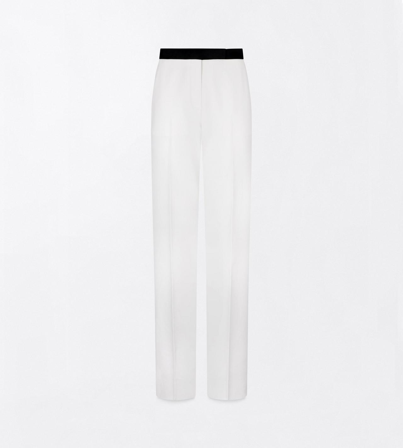 TOM FORD WOOL OFF WHITE SHARP GRAIN DE POUDRE TAILORED TUXEDO STRAIGHT PANTS