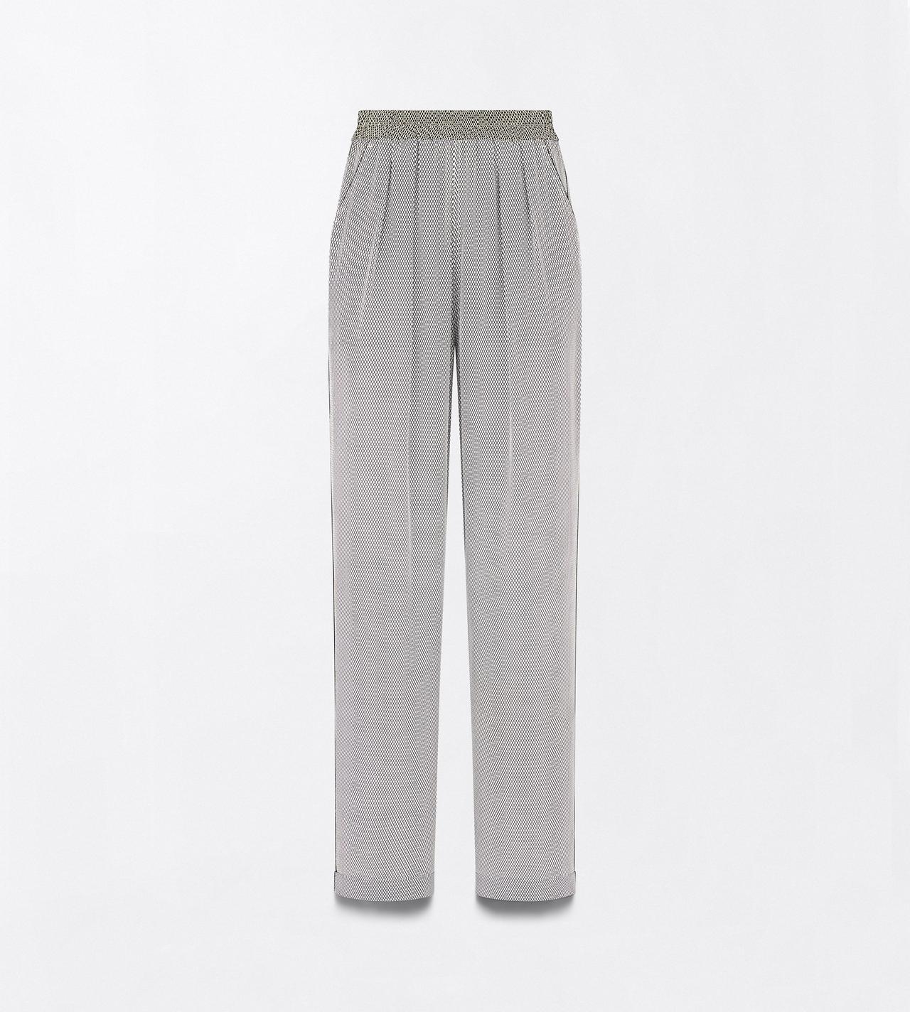 TOM FORD SILK OFF WHITE + BLACK PRINTED NET CREPE DE CHINE PJ PANTS TONAL TF EMBROIDERED LOGO