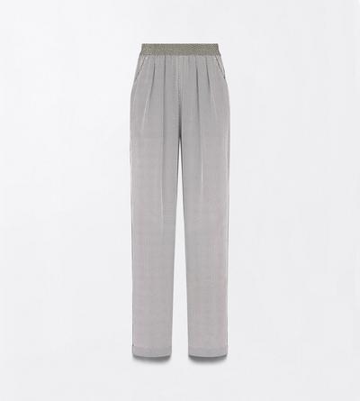 TOM FORD SILK OFF WHITE + BLACK PRINTED NET CREPE DE CHINE PJ PANTS TONAL TF EMBROIDERED LOGO