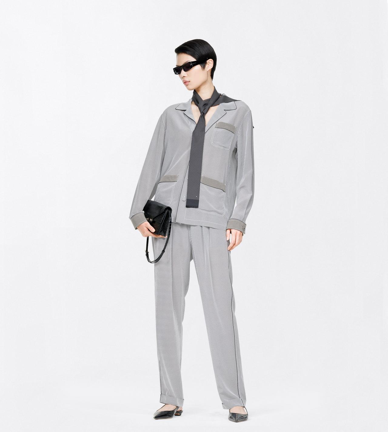 TOM FORD SILK OFF WHITE + BLACK PRINTED NET CREPE DE CHINE PJ PANTS TONAL TF EMBROIDERED LOGO