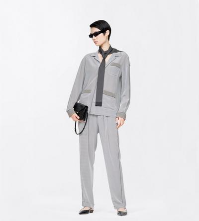 TOM FORD SILK OFF WHITE + BLACK PRINTED NET CREPE DE CHINE PJ PANTS TONAL TF EMBROIDERED LOGO