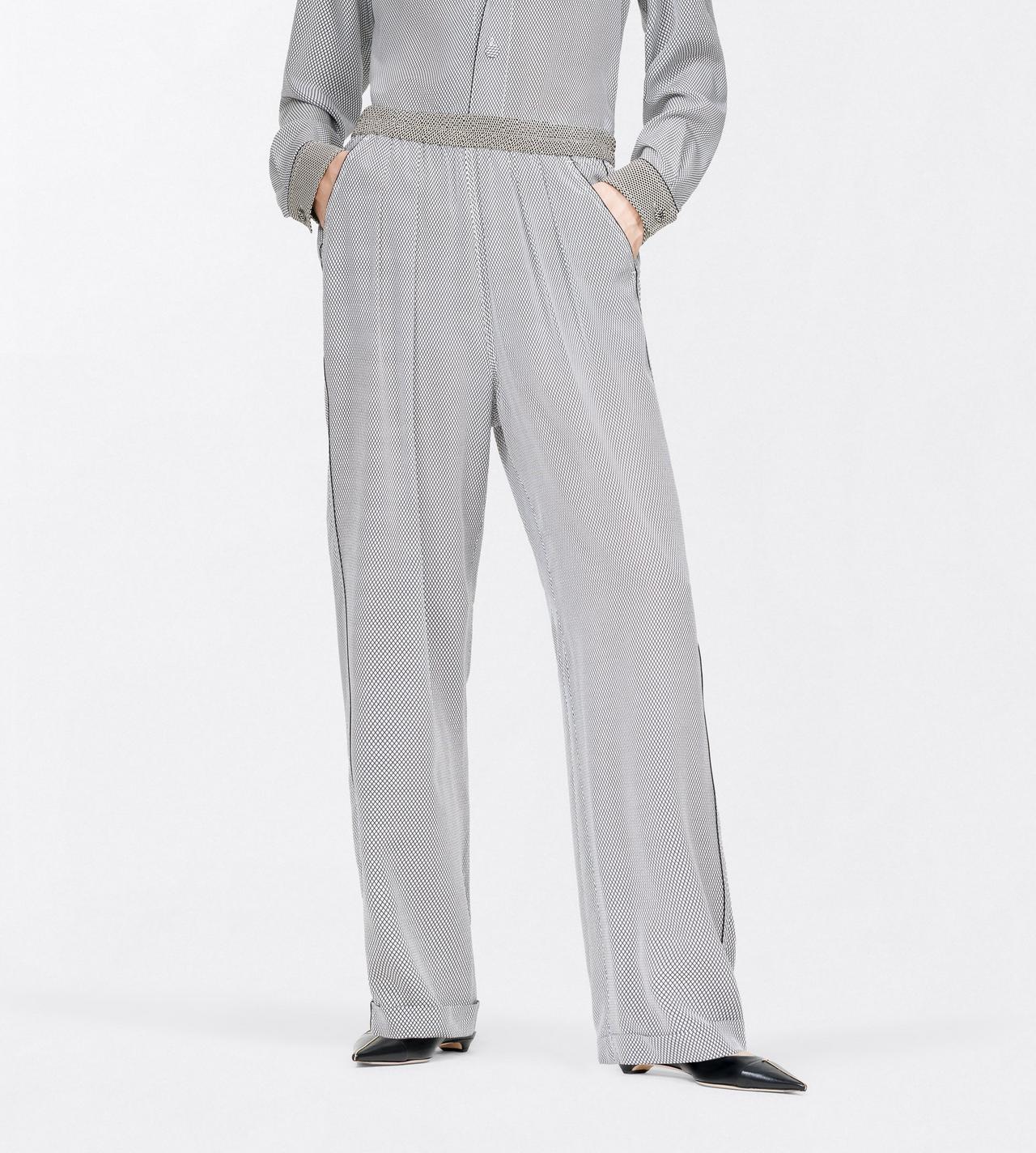 TOM FORD SILK OFF WHITE + BLACK PRINTED NET CREPE DE CHINE PJ PANTS TONAL TF EMBROIDERED LOGO