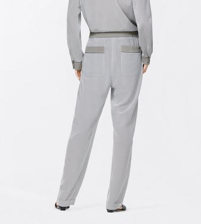 TOM FORD SILK OFF WHITE + BLACK PRINTED NET CREPE DE CHINE PJ PANTS TONAL TF EMBROIDERED LOGO