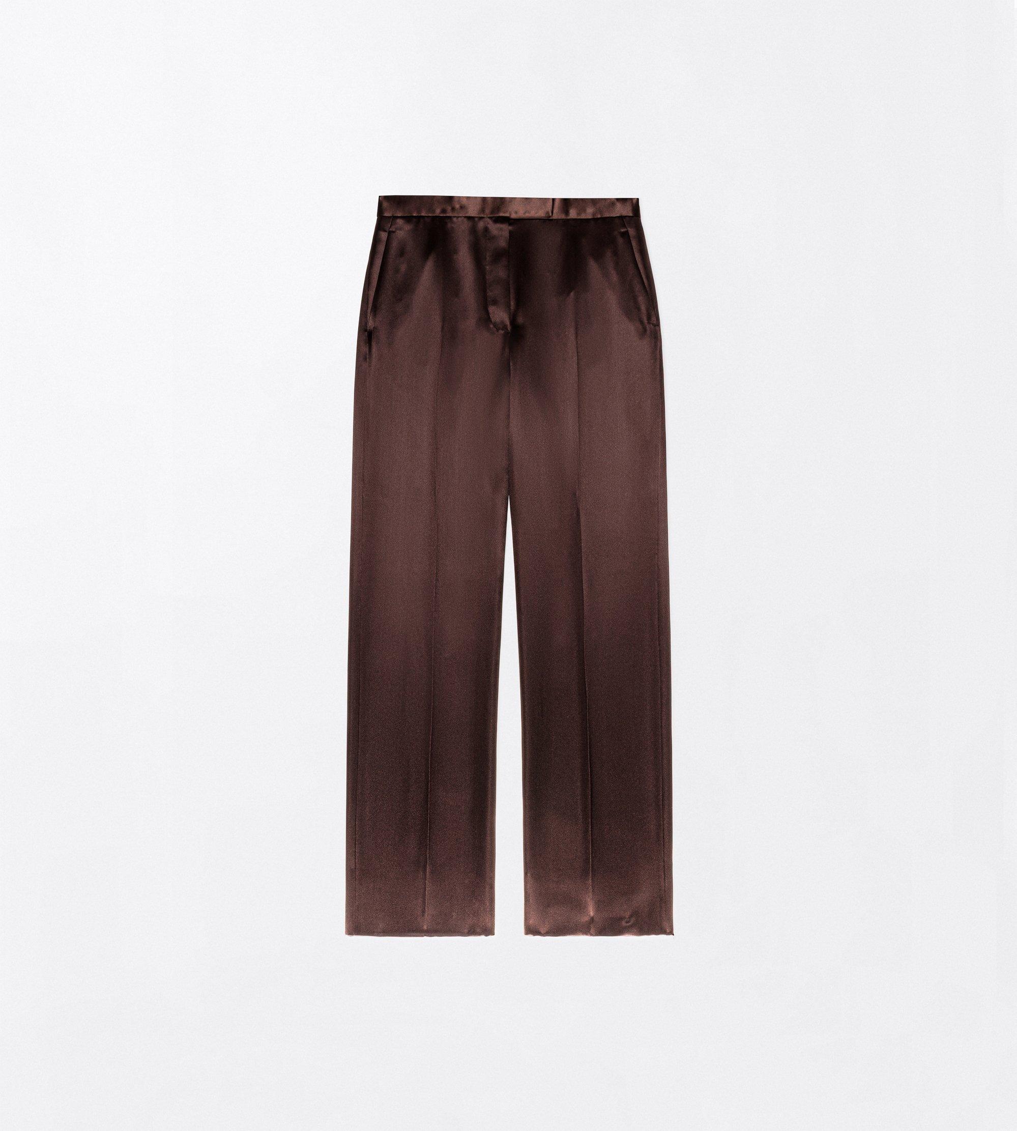 SILK SATIN MEDIUM-LOW WAIST WIDE LEG TAILORED PANTS