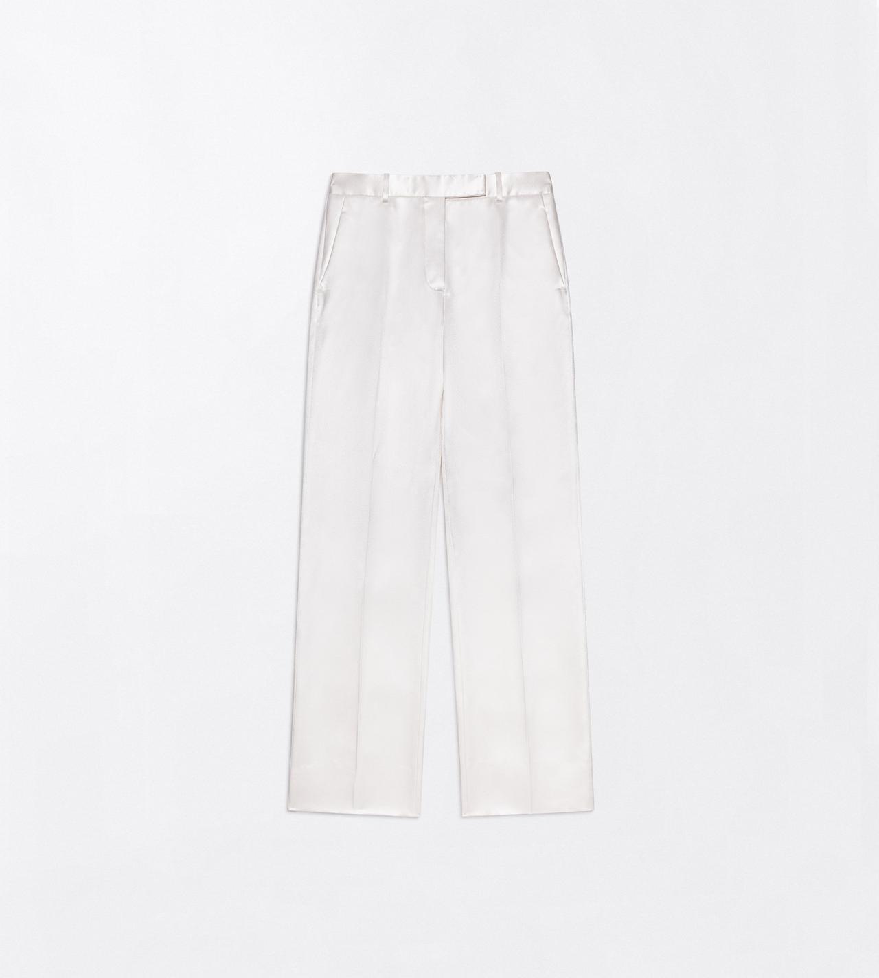 TOM FORD SILK OFF WHITE SILK SATIN MEDIUM-LOW WAIST WIDE LEG TAILORED PANTS