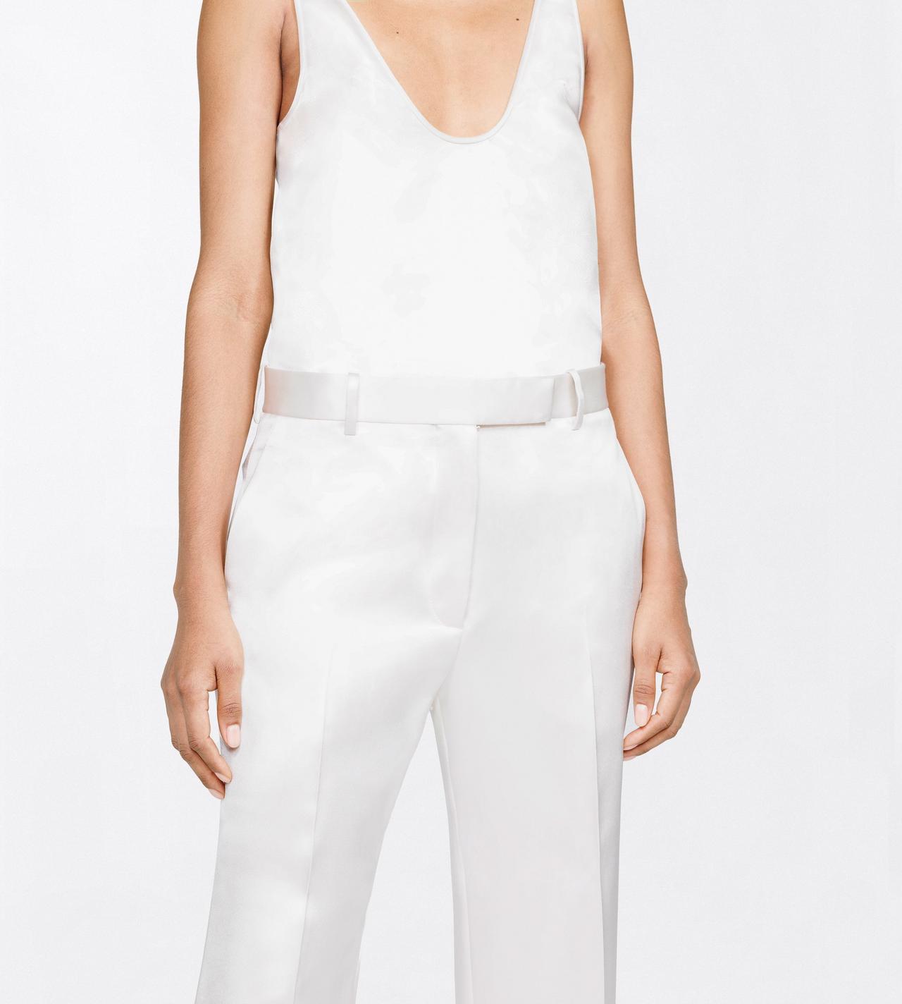 TOM FORD SILK OFF WHITE SILK SATIN MEDIUM-LOW WAIST WIDE LEG TAILORED PANTS