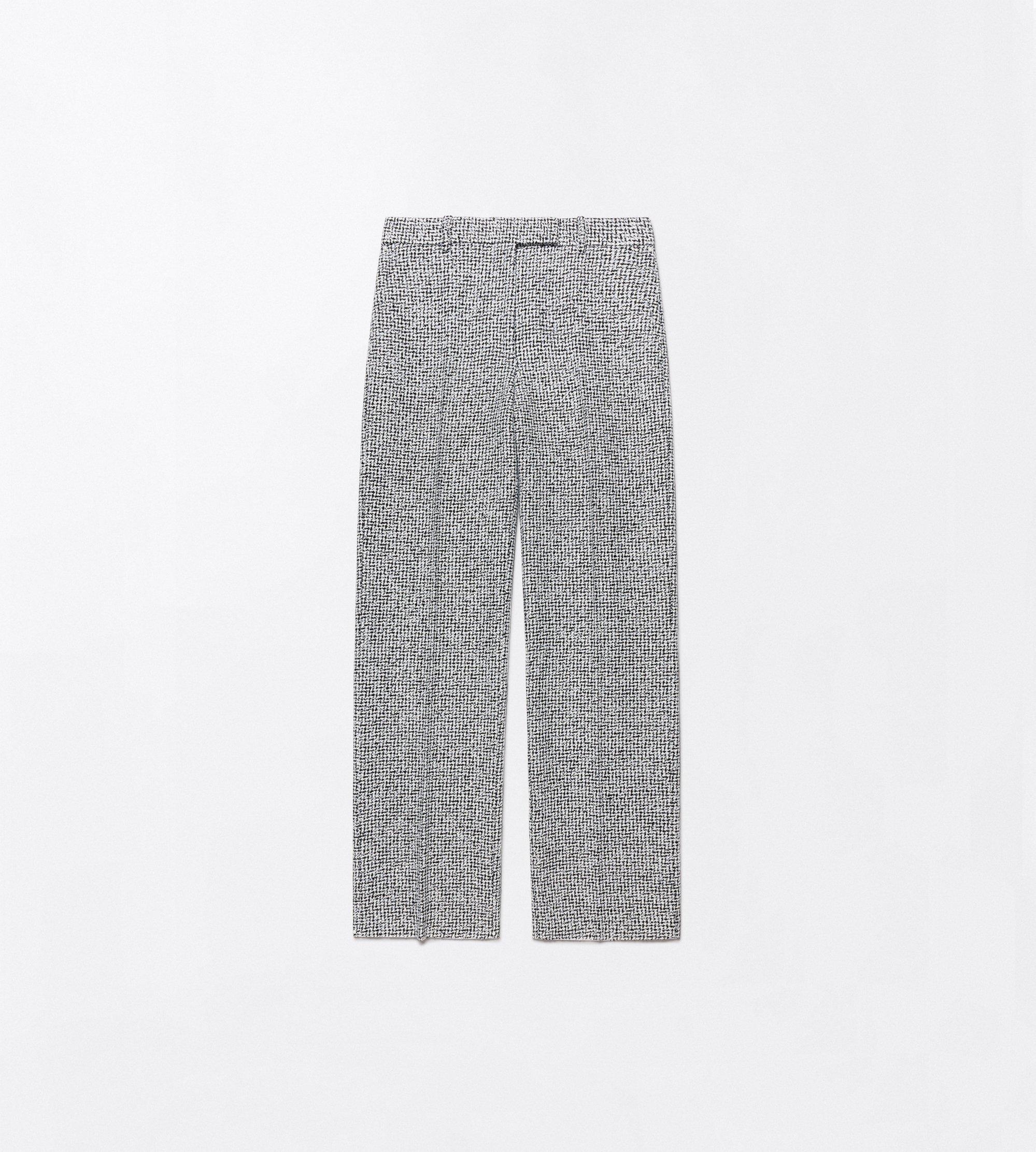 SEQUINED BROKEN CHEVRONS TWEED WOOL BLEND MEDIUM-LOW WAIST WIDE LEG TAILORED PANTS