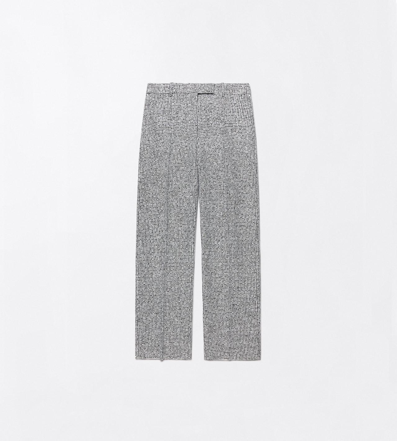 TOM FORD TWEED CREAM + BLACK SEQUINED BROKEN CHEVRONS TWEED WOOL BLEND MEDIUM-LOW WAIST WIDE LEG TAILORED PANTS