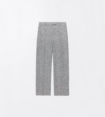 TOM FORD TWEED CREAM + BLACK SEQUINED BROKEN CHEVRONS TWEED WOOL BLEND MEDIUM-LOW WAIST WIDE LEG TAILORED PANTS