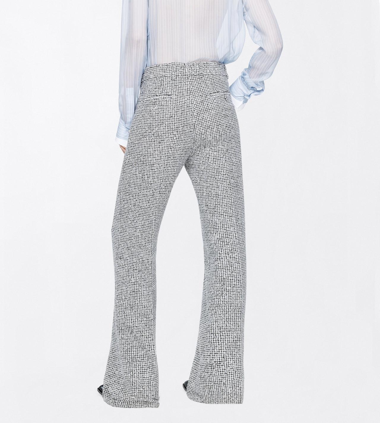 TOM FORD TWEED CREAM + BLACK SEQUINED BROKEN CHEVRONS TWEED WOOL BLEND MEDIUM-LOW WAIST WIDE LEG TAILORED PANTS
