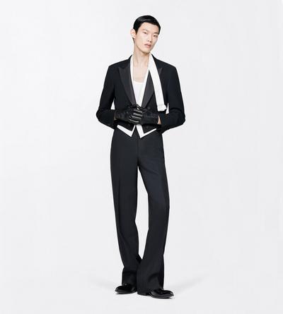 TOM FORD WOOL OC PANTAL&Oacute;N DE NOCHE COLBERT DE CINTURA ALTA EN GRAIN DE POUDRE CON RAYA