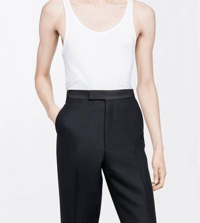 TOM FORD WOOL OC PANTAL&Oacute;N DE NOCHE COLBERT DE CINTURA ALTA EN GRAIN DE POUDRE CON RAYA