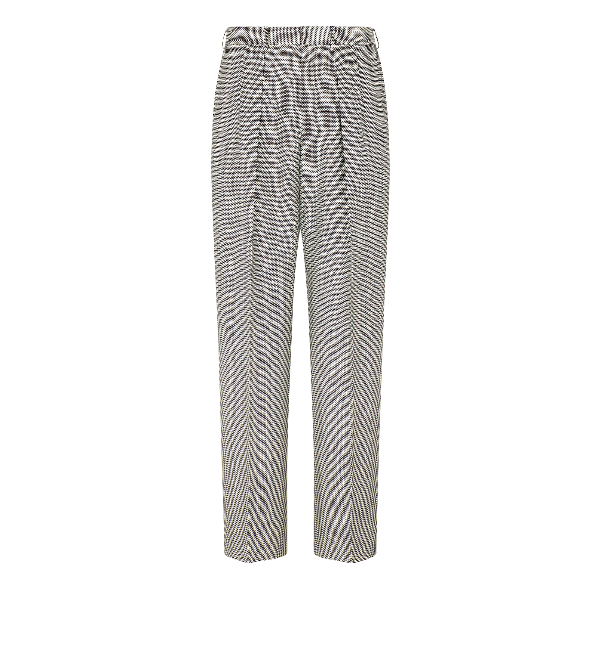 JACQUARD SHARKSKIN HERRINGBONE DOUBLE PLEAT PANT