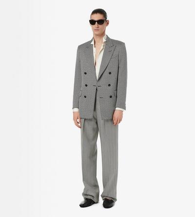 JACQUARD SHARKSKIN HERRINGBONE DOUBLE PLEAT PANT image number 2