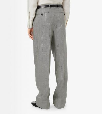 JACQUARD SHARKSKIN HERRINGBONE DOUBLE PLEAT PANT image number 3