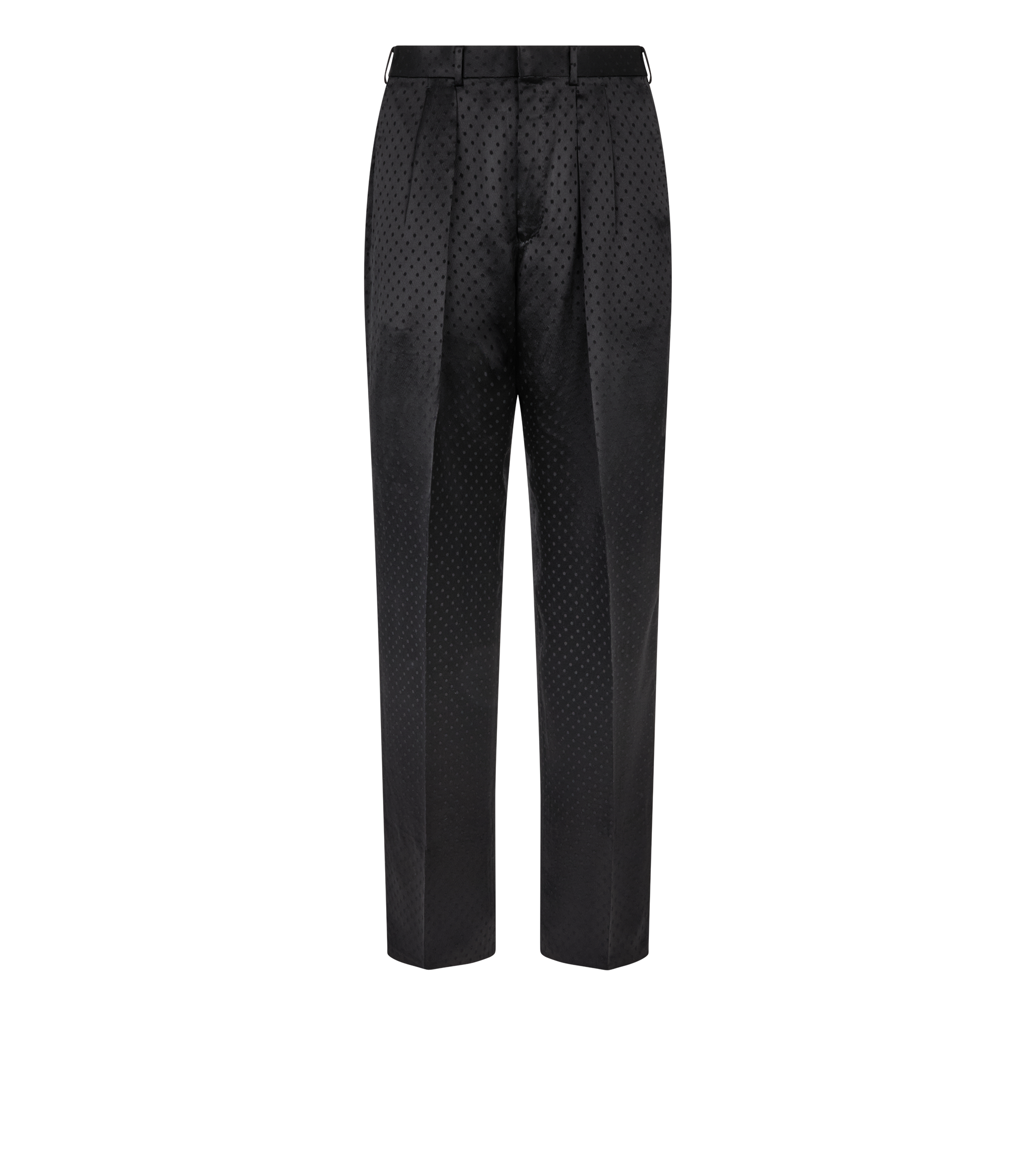SATIN POLKA DOT JACQUARD DOUBLE PLEAT PANT