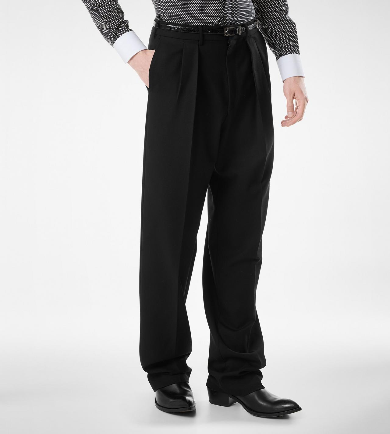 TOM FORD WOOL BLACK BROKEN TWILL DOUBLE PLEAT PANT&nbsp;