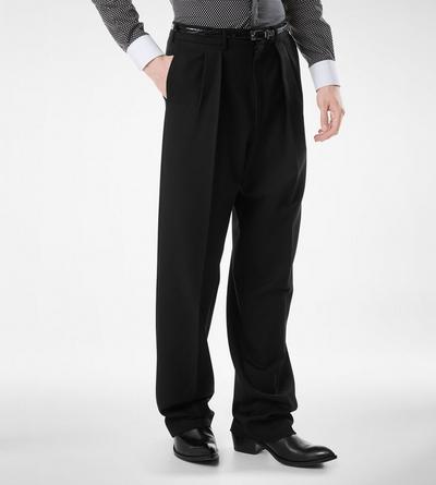 TOM FORD WOOL BLACK BROKEN TWILL DOUBLE PLEAT PANT&nbsp;