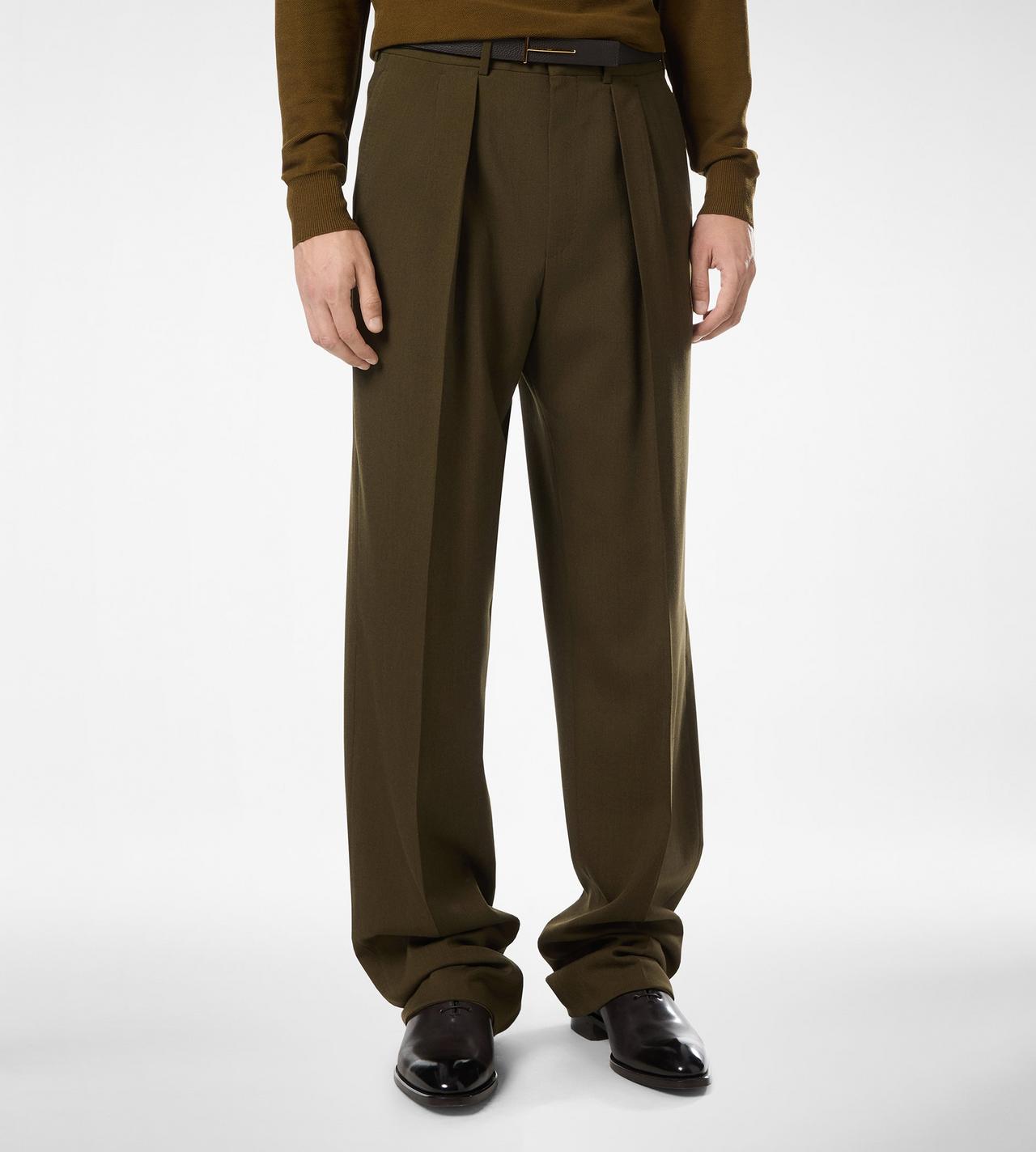 WOOL CASHMERE SILK REPS DOUBLE PLEAT PANT image number 3