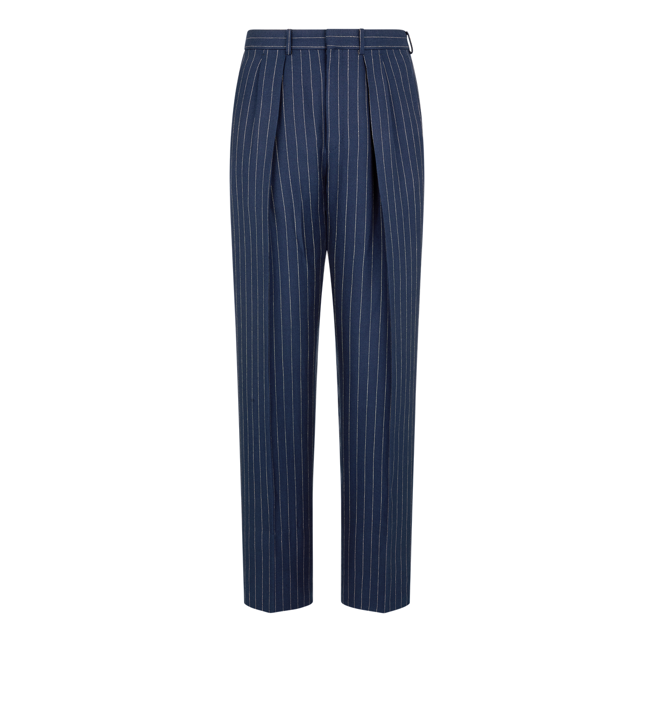 WOOL SILK LINEN HOPSACK STRIPE DOUBLE PLEAT PANT image number 0
