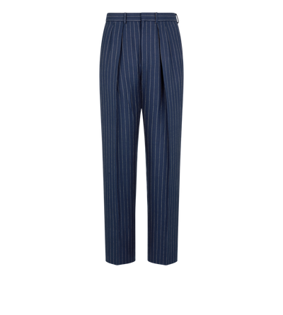 WOOL SILK LINEN HOPSACK STRIPE DOUBLE PLEAT PANT image number 0