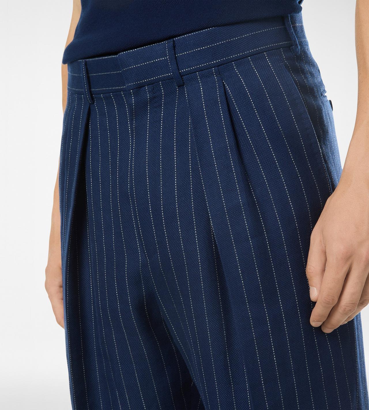 WOOL SILK LINEN HOPSACK STRIPE DOUBLE PLEAT PANT image number 1