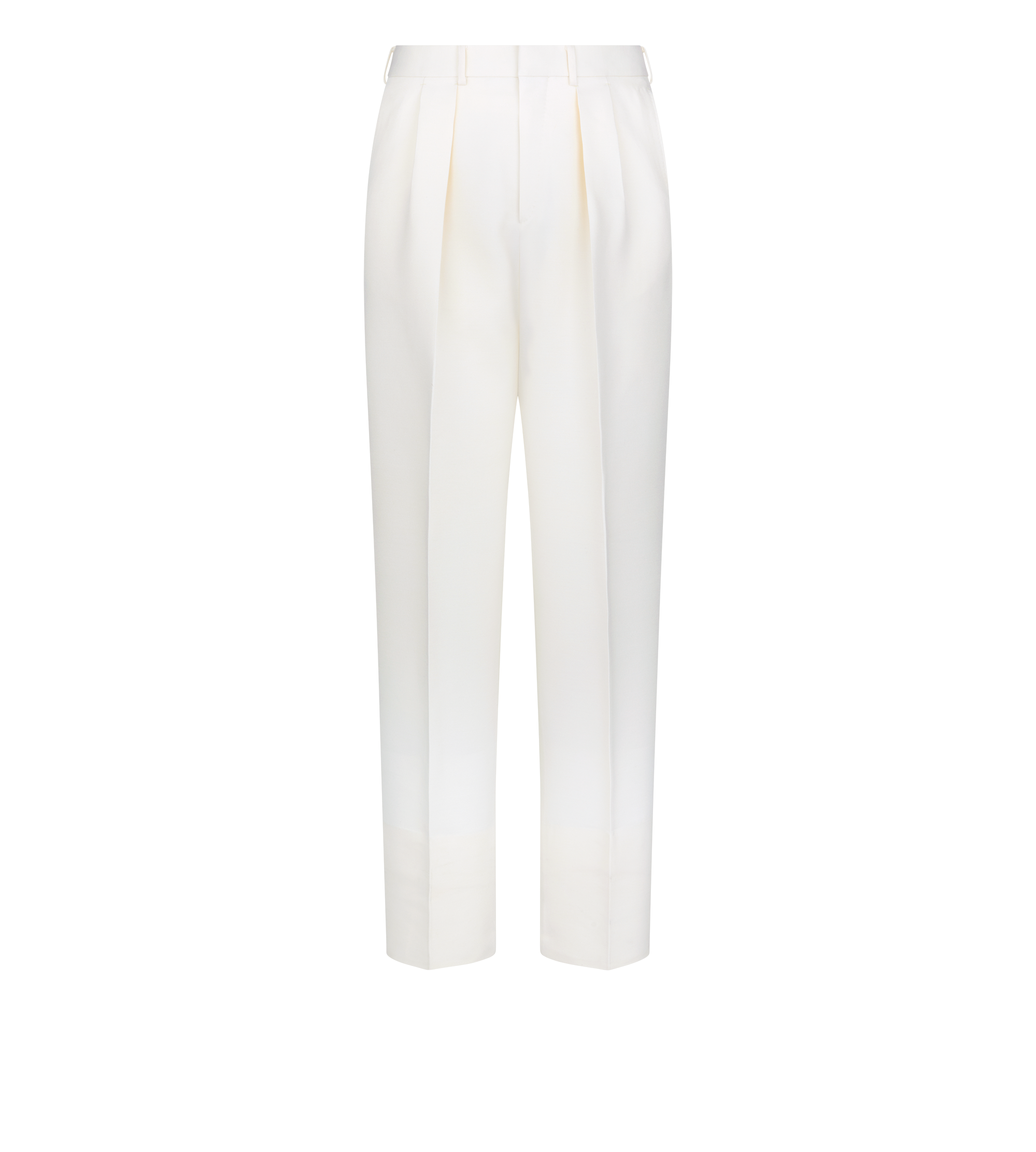 WOOL SILK FAILLE DOUBLE PLEAT PANT