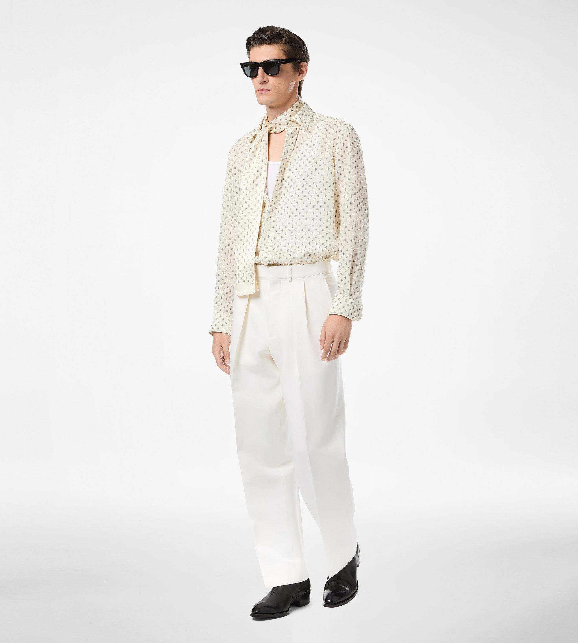 WOOL SILK FAILLE DOUBLE PLEAT PANT