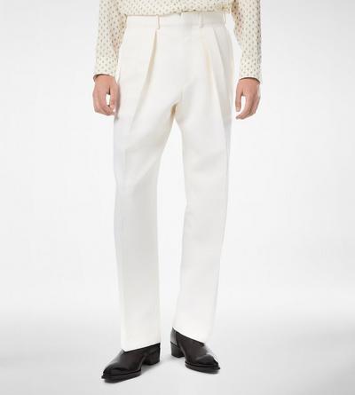 TOM FORD  OC WOOL SILK FAILLE DOUBLE PLEAT PANT
