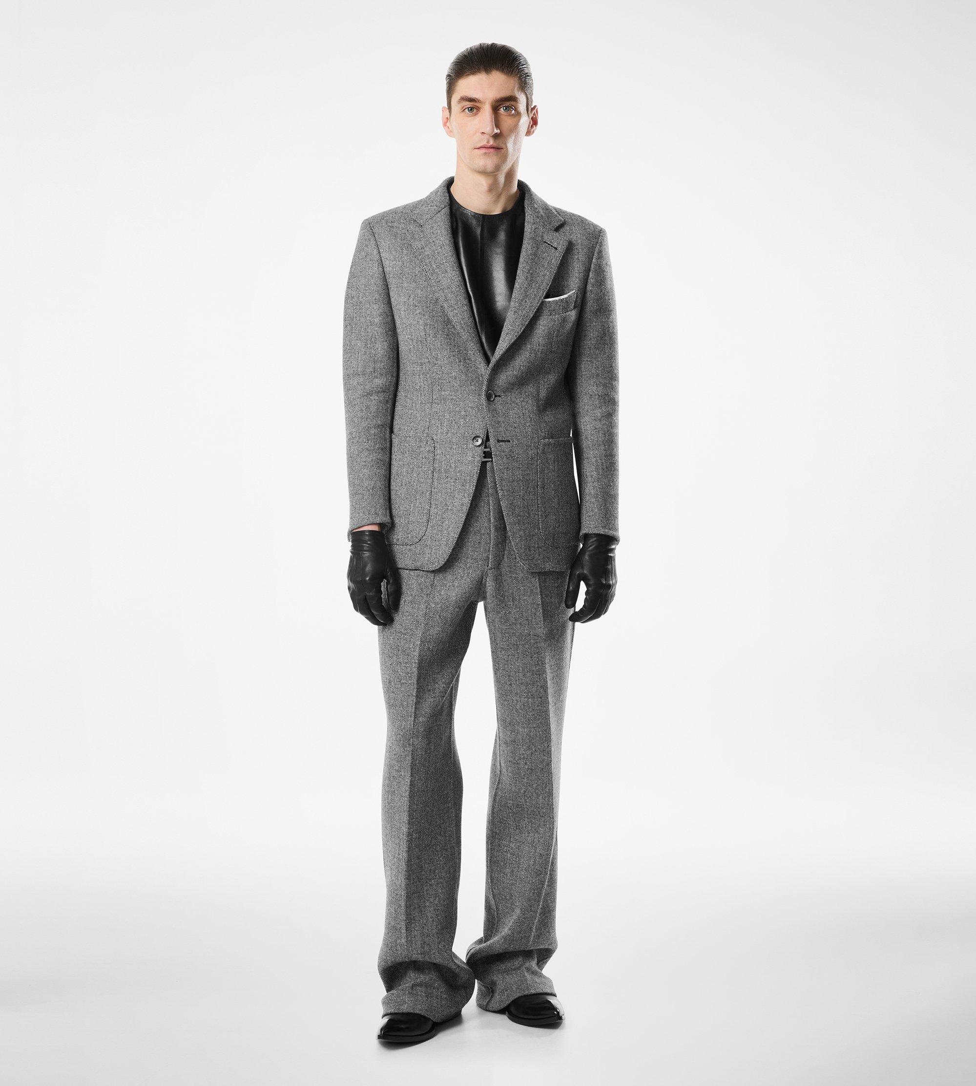 SHARKSKIN HERRINGBONE DOUBLE SPLITTABLE PANT
