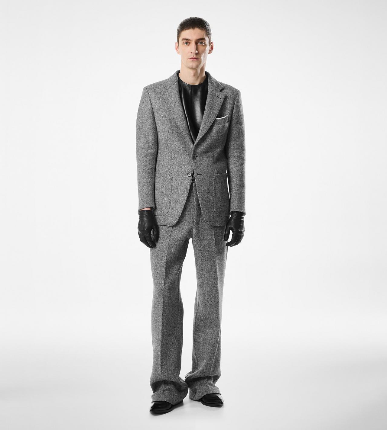SHARKSKIN HERRINGBONE DOUBLE SPLITTABLE PANT image number 2