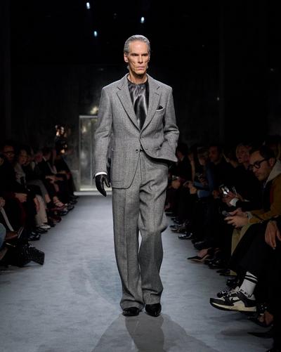 SHARKSKIN HERRINGBONE DOUBLE SPLITTABLE PANT image number 5