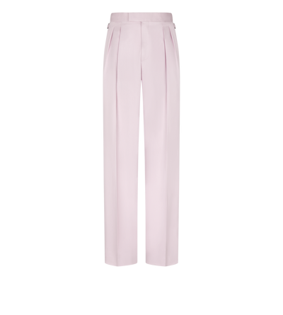 TOM FORD SILK PINK PURE SILK PEACHED GABARDINE DOUBLE PLEAT PANT