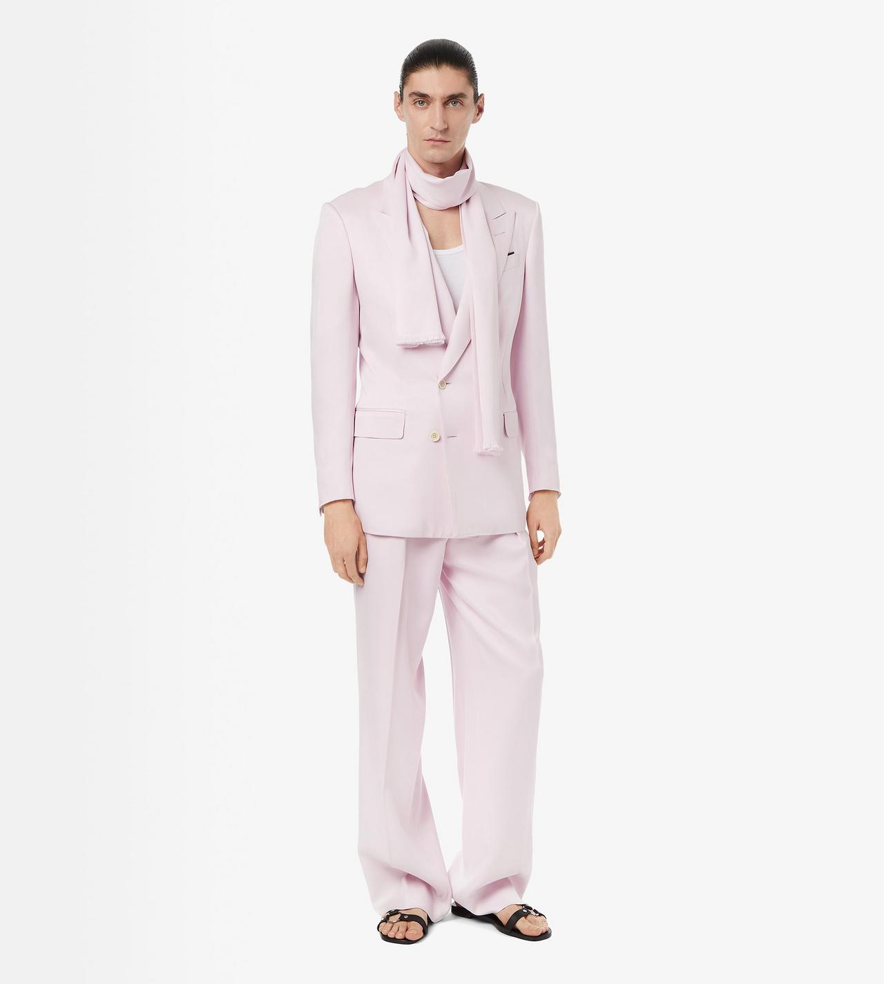 TOM FORD SILK PINK PURE SILK PEACHED GABARDINE DOUBLE PLEAT PANT