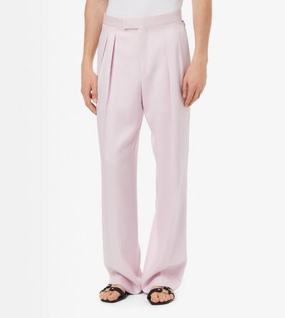 TOM FORD SILK OC PURE SILK PEACHED GABARDINE DOUBLE PLEAT PANT