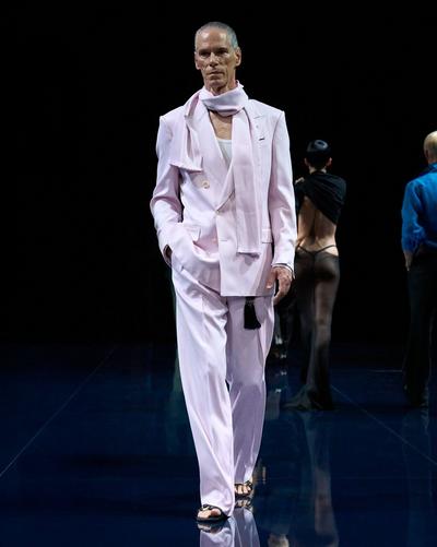 TOM FORD SILK PINK PURE SILK PEACHED GABARDINE DOUBLE PLEAT PANT