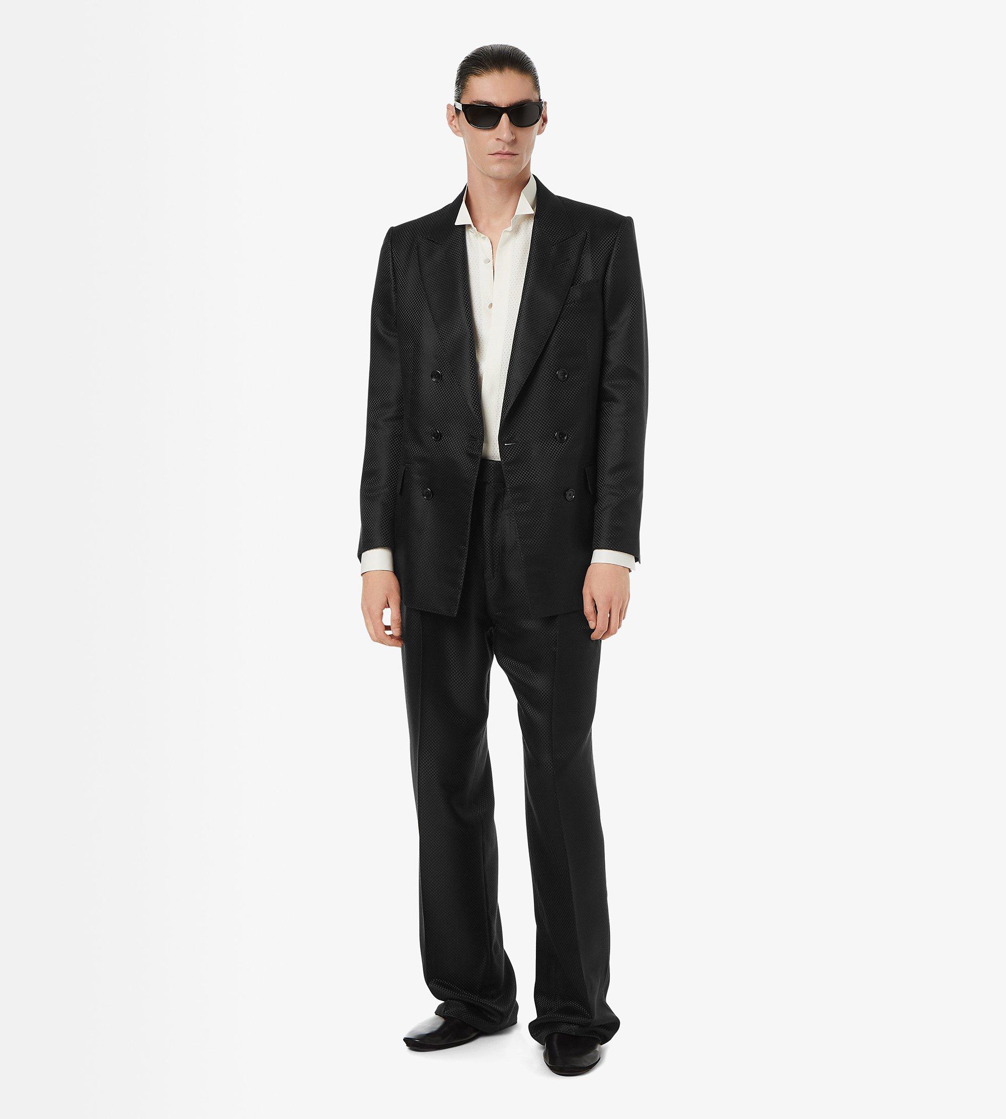 SILK GRAND HOPSACK DOUBLE PLEAT PANT