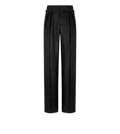 TOM FORD SILK BLACK SILK GRAND HOPSACK DOUBLE PLEAT PANT