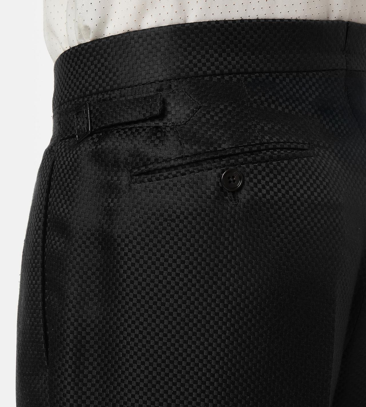 TOM FORD SILK BLACK SILK GRAND HOPSACK DOUBLE PLEAT PANT