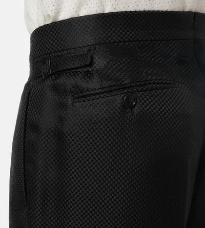TOM FORD SILK BLACK SILK GRAND HOPSACK DOUBLE PLEAT PANT