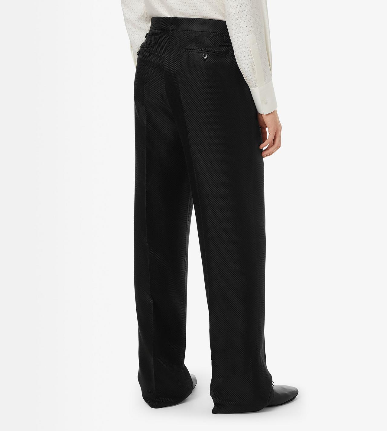 TOM FORD SILK BLACK SILK GRAND HOPSACK DOUBLE PLEAT PANT