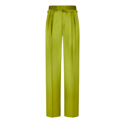 TOM FORD SILK VISCOSE BLEND ACID GREEN PANTALONE FLUIDO CON DOPPIA PIEGA A MINI POIS