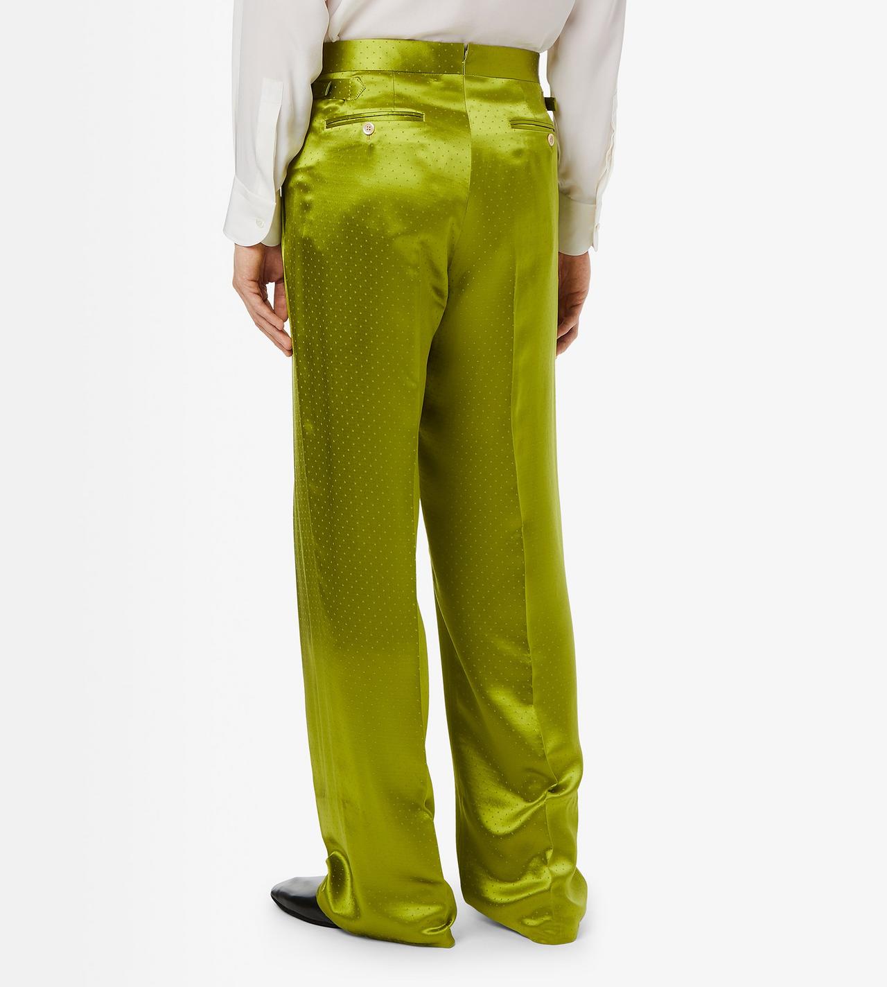 TOM FORD SILK VISCOSE BLEND ACID GREEN PANTALONE FLUIDO CON DOPPIA PIEGA A MINI POIS
