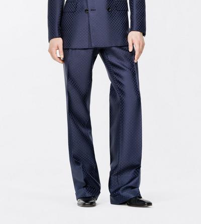 TOM FORD VISCOSE SILK BLEND OC PANTALON AMPLE EN JACQUARD &Agrave; LOSANGES &Agrave; POIS
