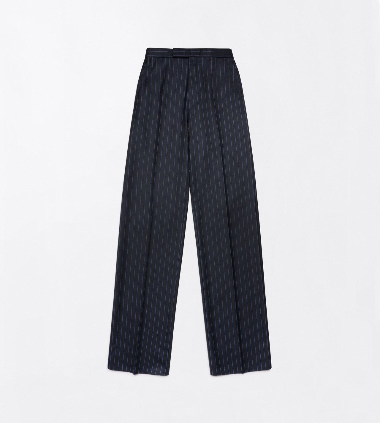 TOM FORD WOOL GREY+BLUE PINPOINT STRIPE COLBERT HIGH-WAIST PANT